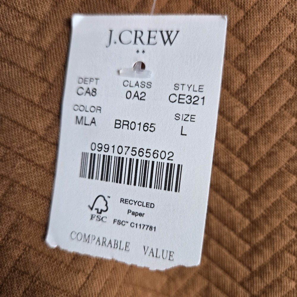 J Crew Factory Womens Large Brown Herringbone Pullover Sweater New - Picture 3 of 7
